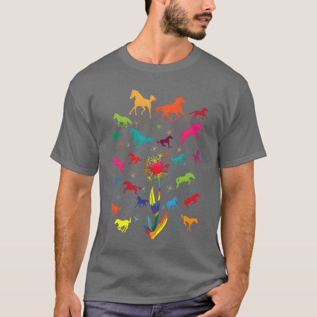 Camiseta Cavalo Cavalo Bonito Cor Rapariga  Amantes de Cava (Frente)