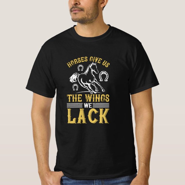Camiseta Cavalo - Cavalos Nos Dão As Asas Que Faltamos (Frente)