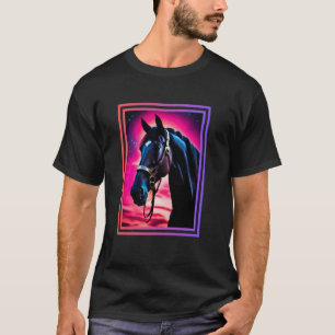 Camiseta Cavalo Celestial Beleza Majestoso Cavalo Preto Com