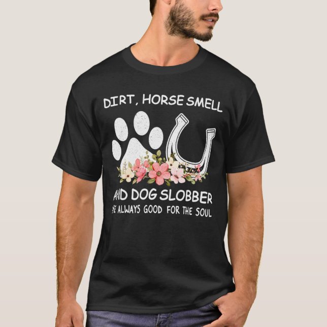 Camiseta Cavalo Cheiro e Cachorro Slobber Homens (Frente)