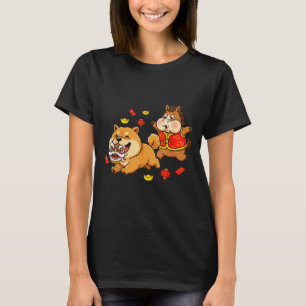 Camiseta Cavalo Chinês Chow Chow Cão Crianças Homens Mulher