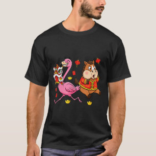 Camiseta Cavalo Chinês Flamingo Engraçado Crianças Homens M