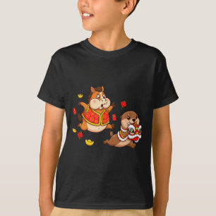 Camiseta Cavalo Chinês Lontra Engraçado Crianças Homens Mul