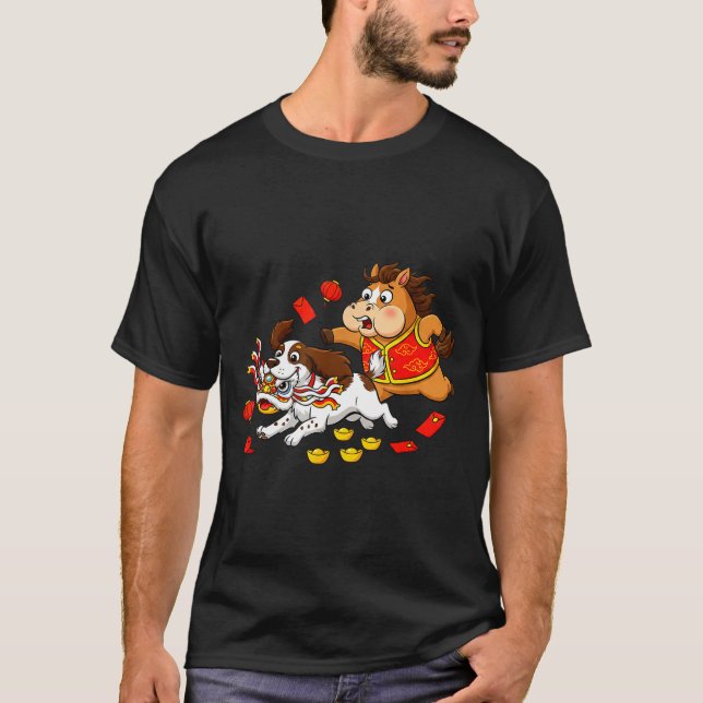 Camiseta Cavalo Chinês Springer Spaniel Inglês Divertido Fe (Frente)