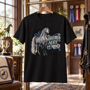 Camiseta Cavalo Cinza Mancha Estado de Espírito Saddlebred 
