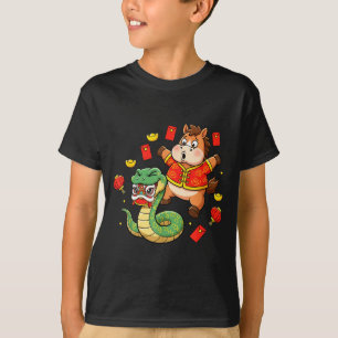 Camiseta Cavalo Cobra Chinês Divertido Crianças Homens Mulh