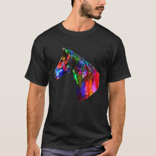 Camiseta Cavalo Colorido Horse-back Andando Sobre Artsy Ho