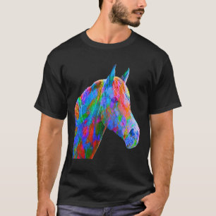 Camiseta Cavalo Colorido Horse-back Andando Sobre Artsy Ho