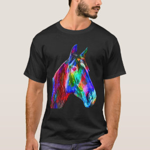 Camiseta Cavalo Colorido Horse-back Andando Sobre Artsy Ho