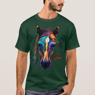 Camiseta Cavalo Colorido Rosto Belo Pão Louco Equestre