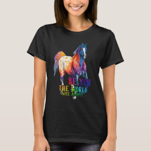Camiseta Cavalo Colorido Seja Você O Mundo Vai Ajustar
