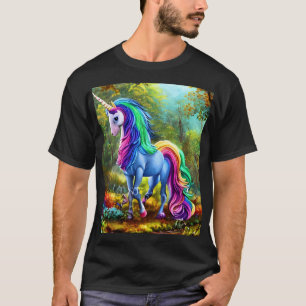 Camiseta Cavalo Colorido Unicórnio na Floresta-46567