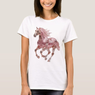 Camiseta Cavalo com Brilho Rosa Dourado Prata Novo