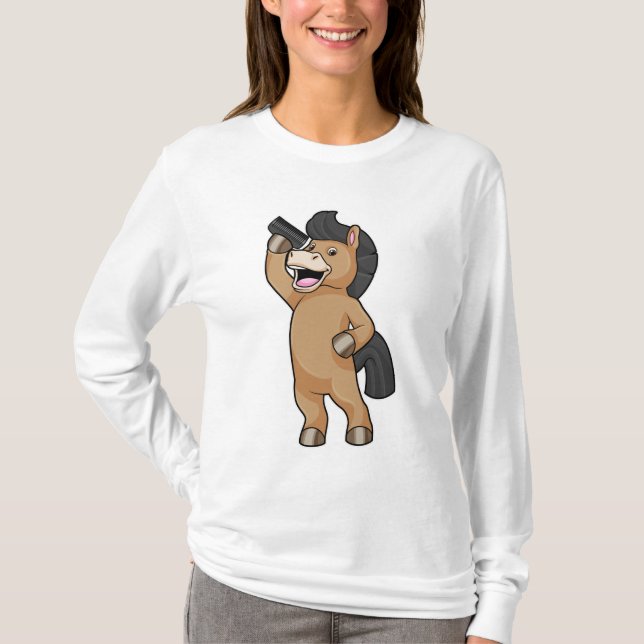 Camiseta Cavalo com cabeleireiro com Comb (Frente)