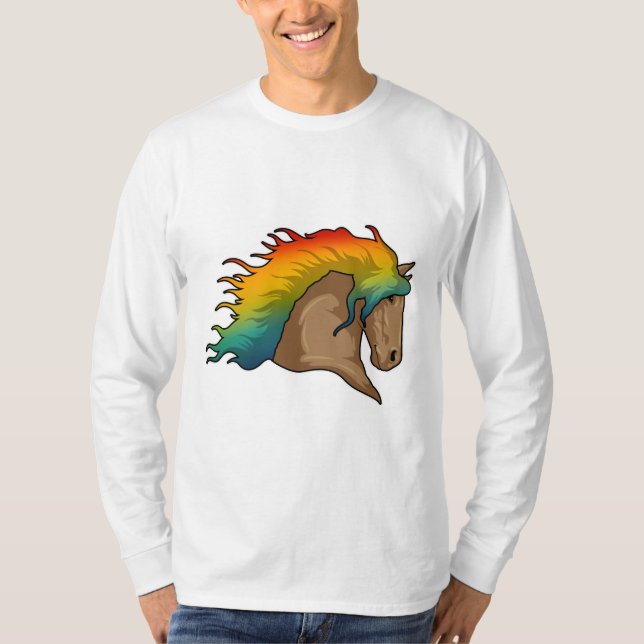 Camiseta Cavalo com Cabelo Arco-Íris (Frente)
