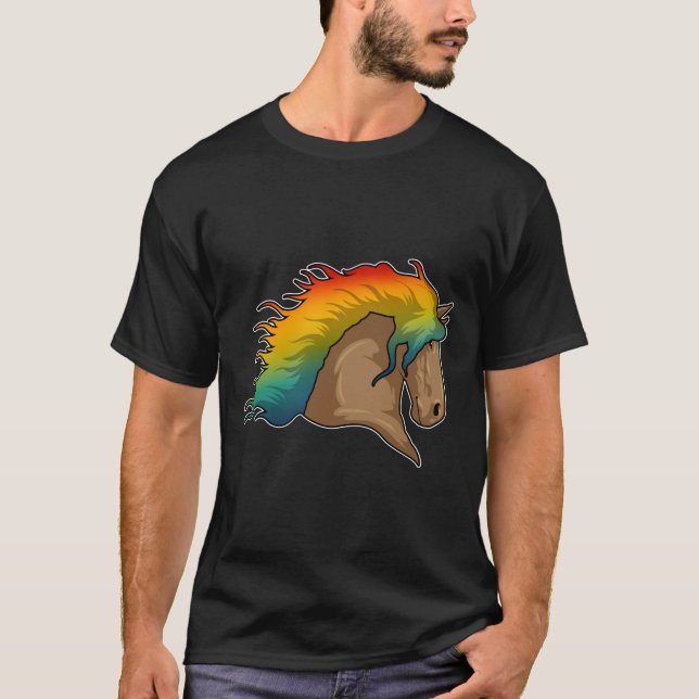 Camiseta Cavalo com Cabelo Arco-Íris (Frente)