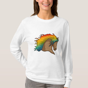 Camiseta Cavalo com Cabelo Arco-Íris