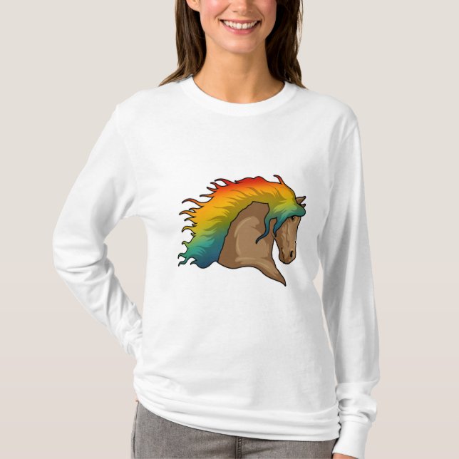 Camiseta Cavalo com Cabelo Arco-Íris (Frente)