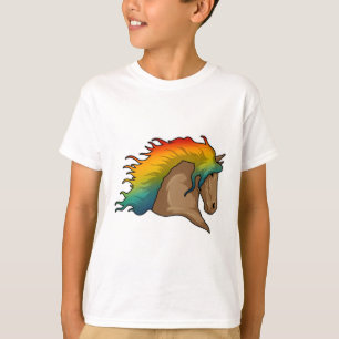 Camiseta Cavalo com Cabelo Arco-Íris