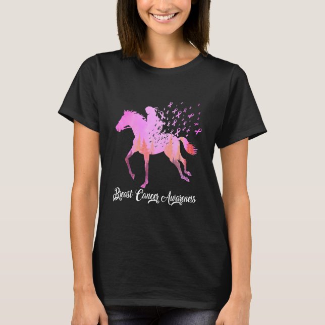 Camiseta Cavalo com Consciência do Cancer da Mama (Frente)