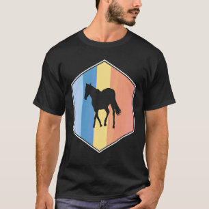 Camiseta Cavalo Com Cores Retro Em Um Hexágono