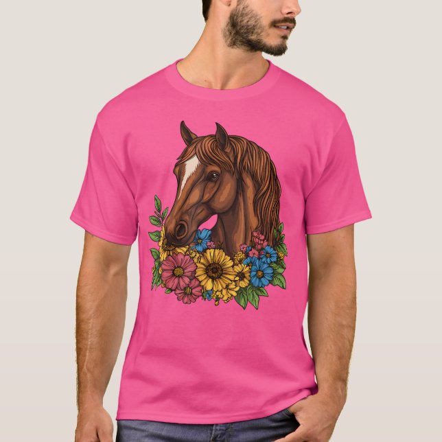 Camiseta Cavalo Com Flores Cavalo E Cavaquinho (Frente)