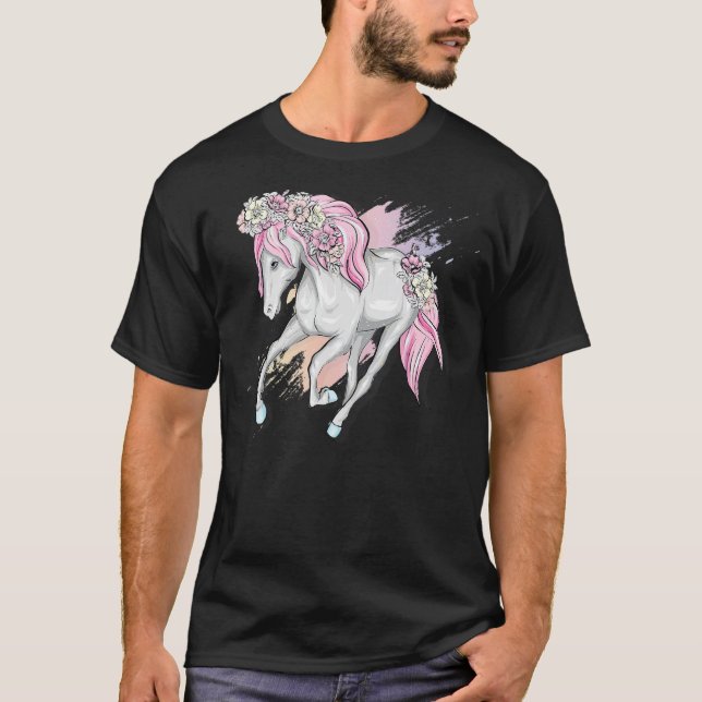 Camiseta Cavalo com Flores Roupa Para Cavalos Animais (Frente)