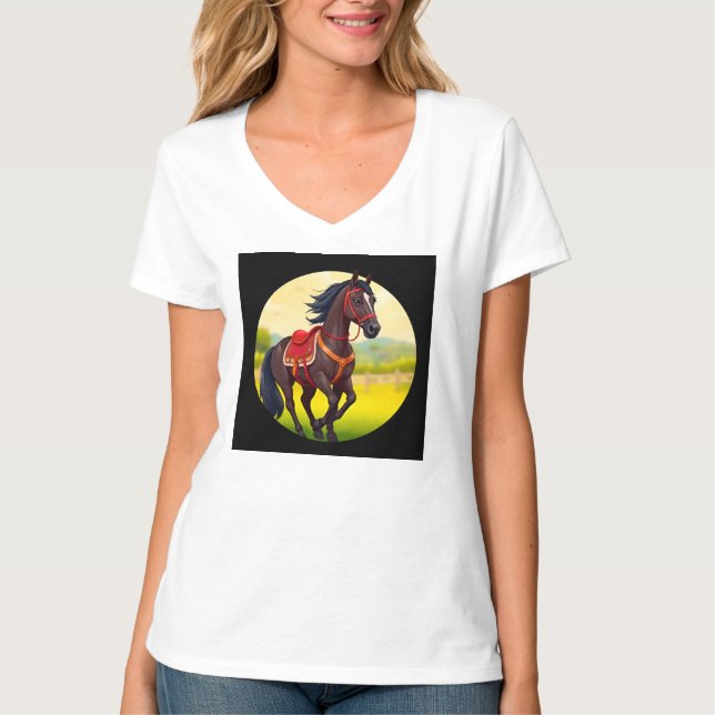 Camiseta Cavalo Com Fundo Vibrante (Frente)