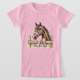 Camiseta Cavalo com Laço Rosa