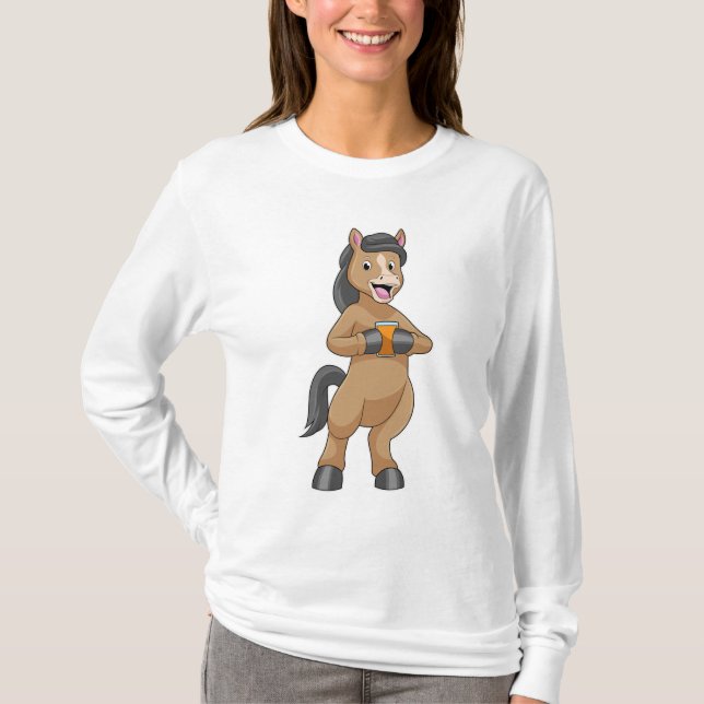 Camiseta Cavalo com Mug de Suco de Laranja (Frente)