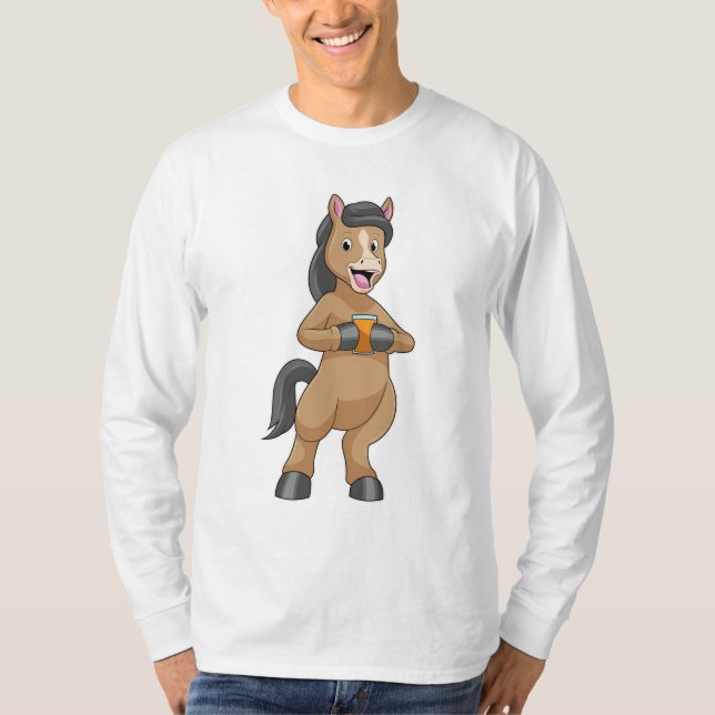 Camiseta Cavalo com Mug de Suco de Laranja (Frente)