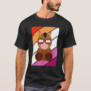 Camiseta Cavalo Com Orgulho Bandeira Lésbica Lgbtq Aliado O
