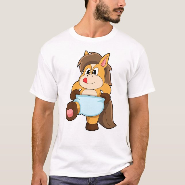 Camiseta Cavalo como bebê com Fralda (Frente)