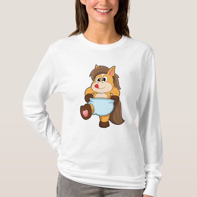 Camiseta Cavalo como Bebê com Fralda (Frente)