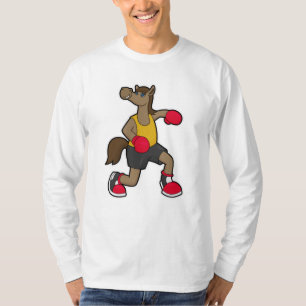 Camiseta Cavalo como Boxer com luvas in a box