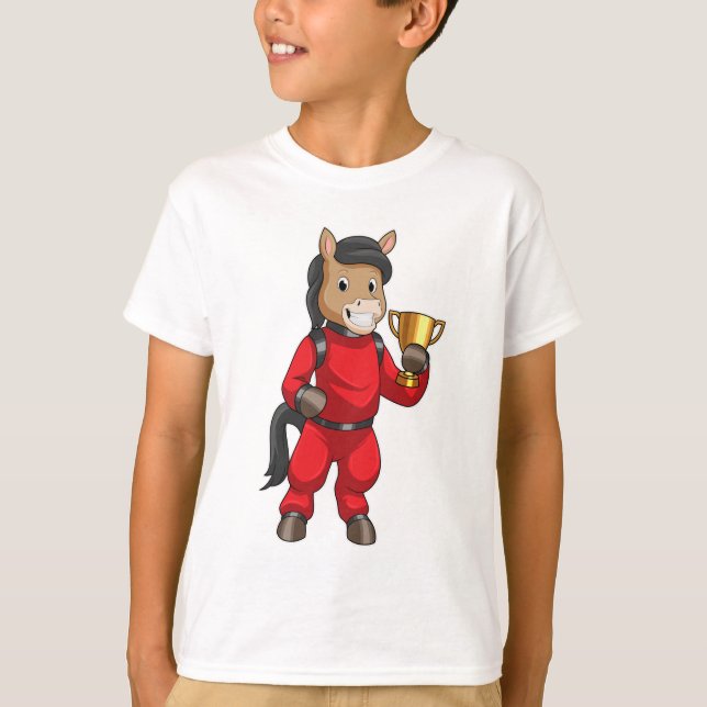 Camiseta Cavalo como campeão com troféu (Frente)
