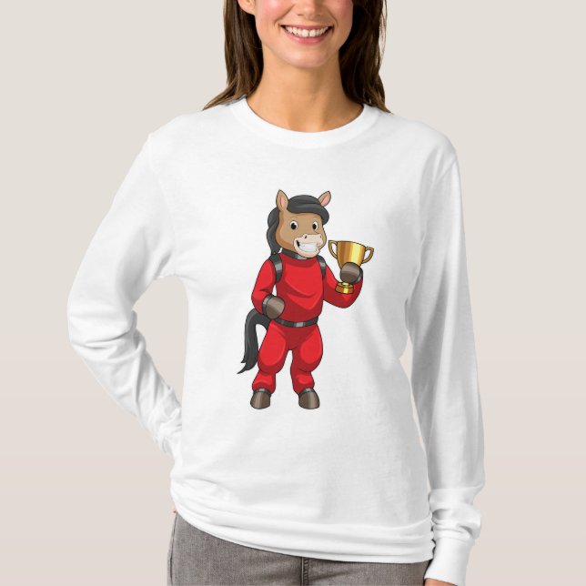 Camiseta Cavalo como campeão com troféu (Frente)