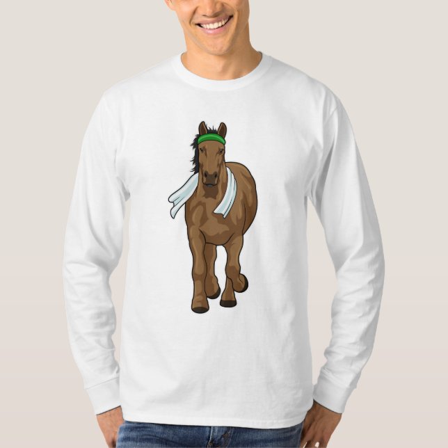 Camiseta Cavalo como corredor com toalha (Frente)