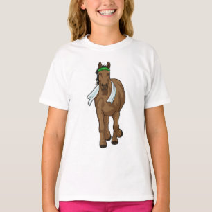 Camiseta Cavalo como corredor com toalha
