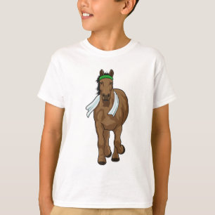 Camiseta Cavalo como corredor com toalha