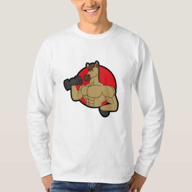 Camiseta Cavalo como Criador de Crimes com Dumbbell (Frente)