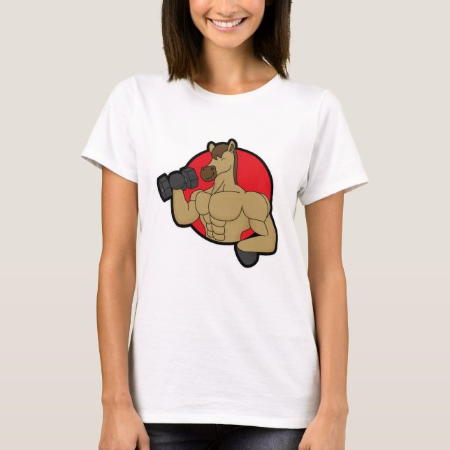 Camiseta Cavalo como Criador de Crimes com Dumbbell (Frente)