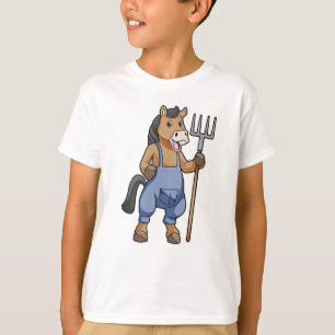 Camiseta Cavalo como Farmer com Rake