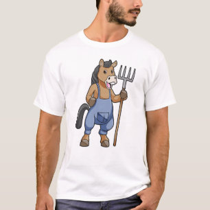 Camiseta Cavalo como Farmer com Rake