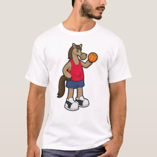 Camiseta Cavalo como jogador de basquete com bola de basque