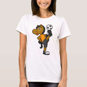 Camiseta Cavalo como jogador de futebol com bola de futebol