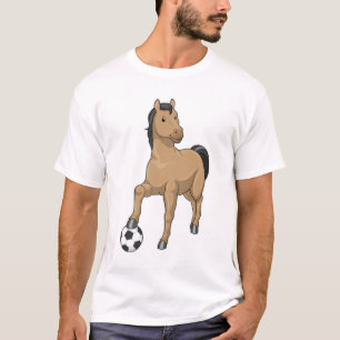 Camiseta Cavalo como jogador de futebol com futebol