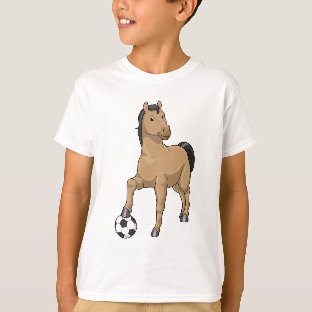 Camiseta Cavalo como jogador de futebol com futebol (Frente)