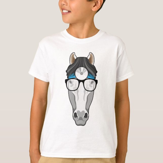 Camiseta Cavalo como Médico com Óculos (Frente)