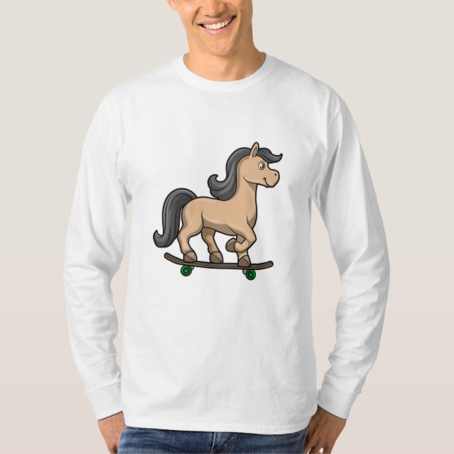 Camiseta Cavalo como Patinador com skate (Frente)